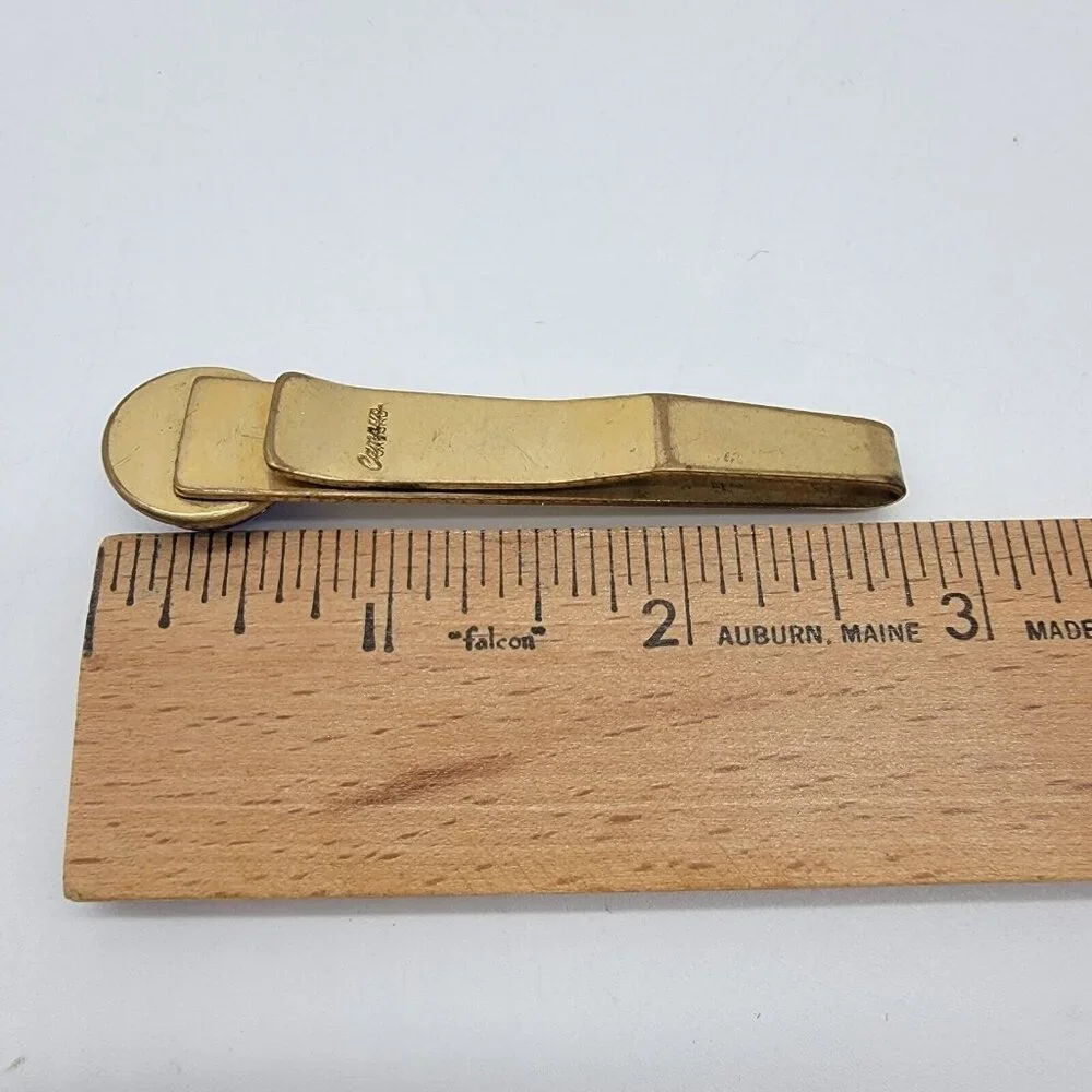 Campus Oxford‎ Stamped Tie Clip Collar Bar Clip Vintage Blue Dome Gem